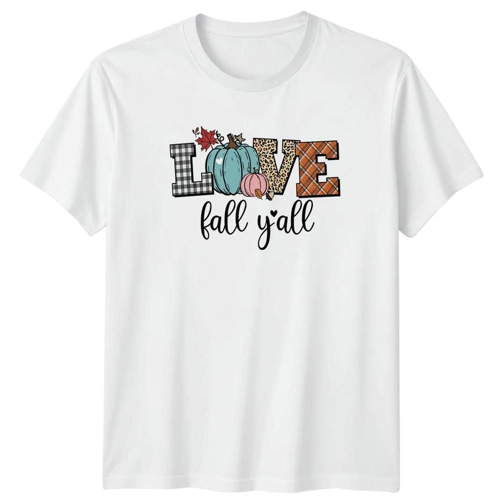 LOVE fall yall Unisexs TShirt Farmhouse Autumn Fall Gift For Her S
