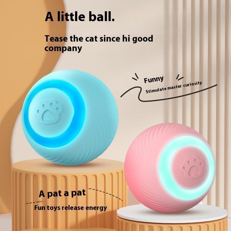 Cat Interactive Ball Toy Training Self-moving Kitten Electric Cat Ball Toys with Light USB Rechargeable Smart Pet Magic Ball Toy