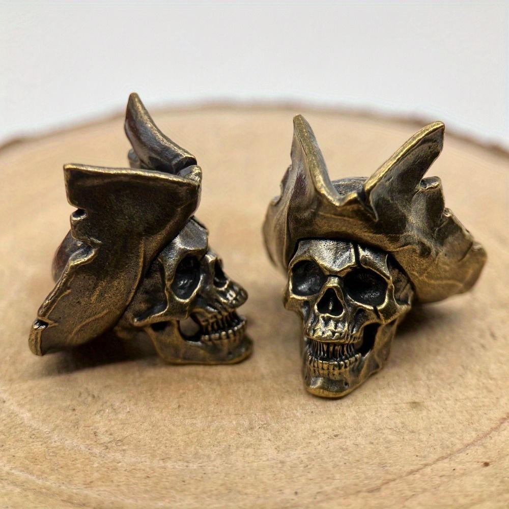 Skeleton Captain The Cowboy Hat Brass Knife Bead EDC Outdoor DIY Accessories Woven Lanyard Pendant Jewelry Punk Bracelet Charms