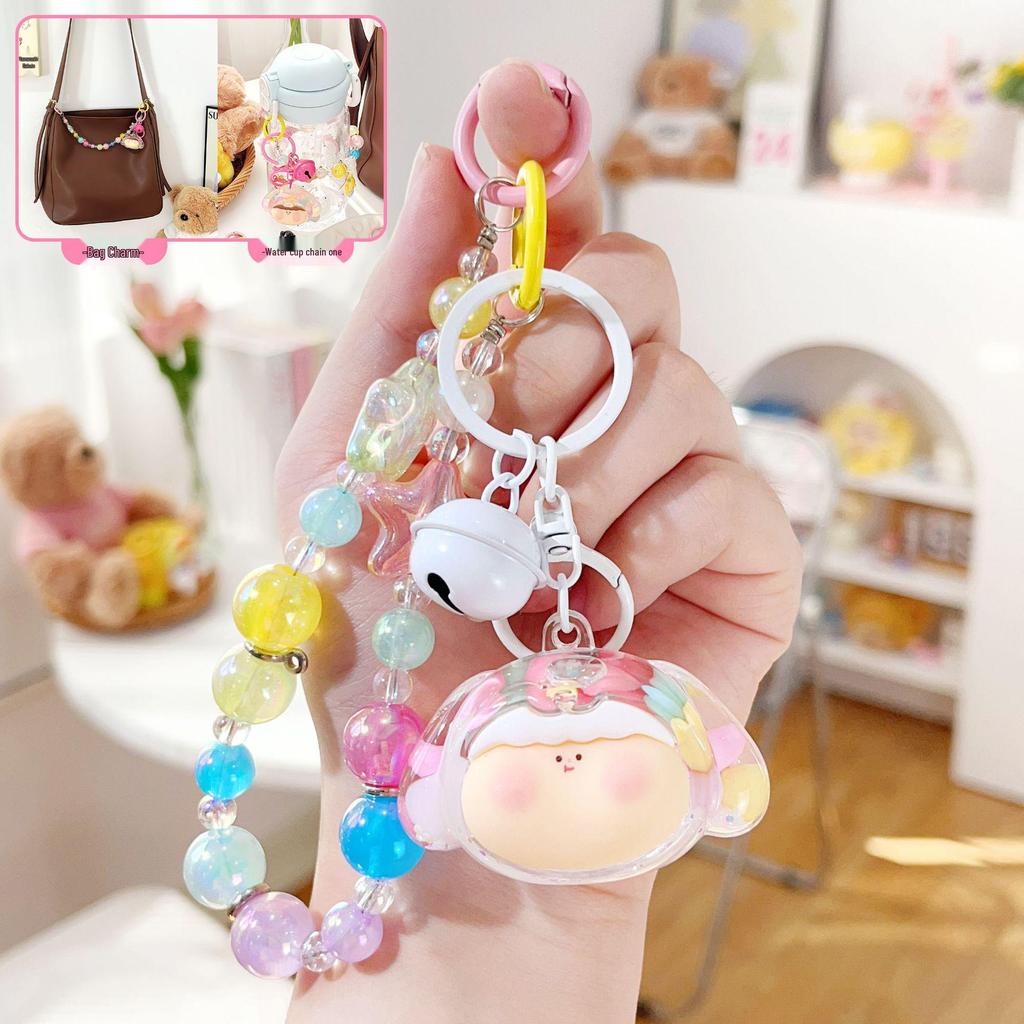 Acrylic Quicksand Lilith Dog Head Keychain - Cute Sparkly Doll Pendant Gift