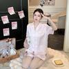 Plus Size Women’s Summer Ice Silk Pajama Set Short Sleeve Top and Shorts Lightweight Loungewear Sleepwear