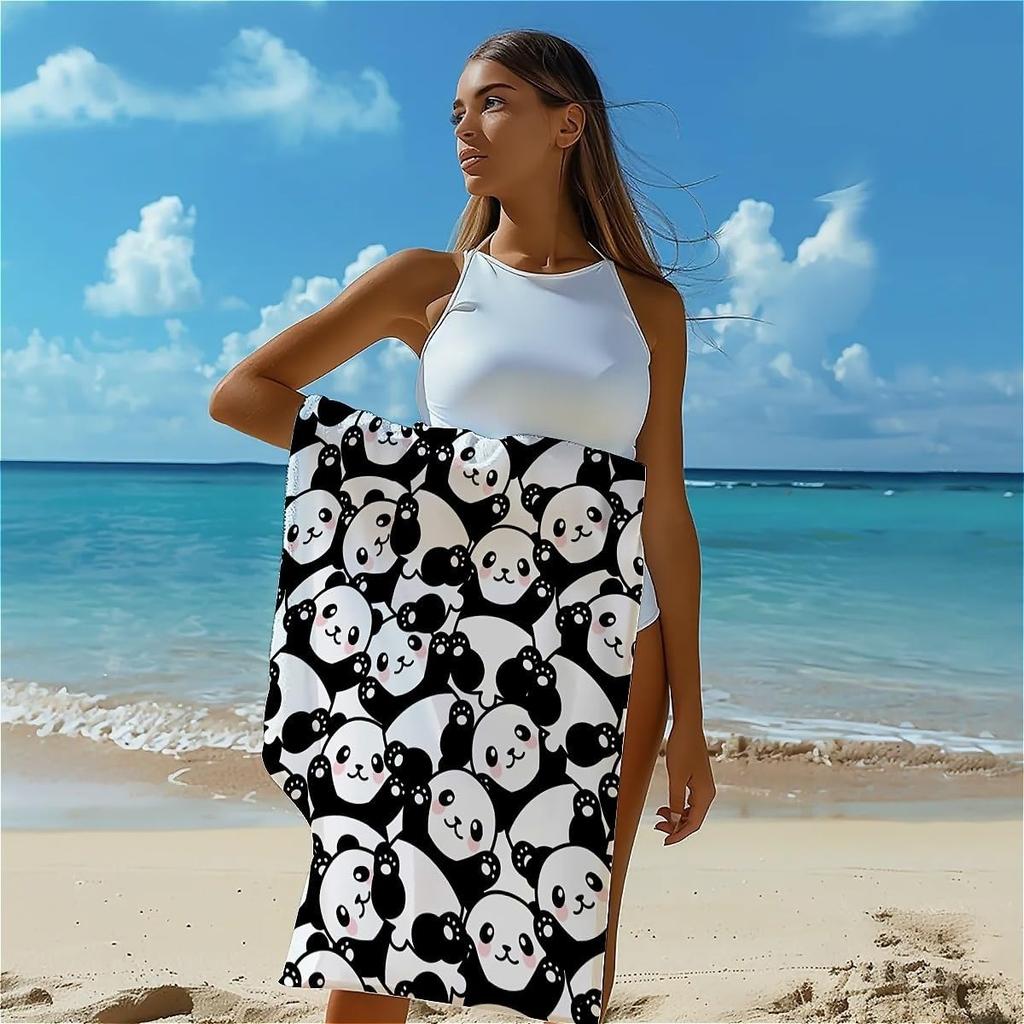Cute Panda pattern Beach Towel for Family stuffs friend Gift Quick-Dry Sand free For Bath Yoga Beach Camping Swimming GYM travel