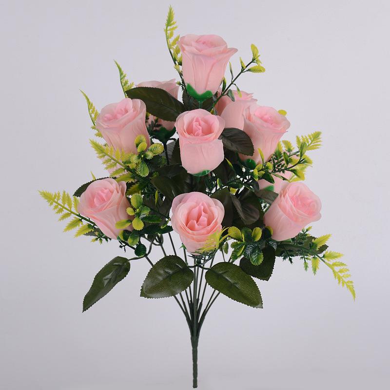 43cm Rose Silk Bouquet Rose Artificial Flowers 12 Heads Bridal Wedding Home Party Decoration Fake Flowers Artificial Flowers