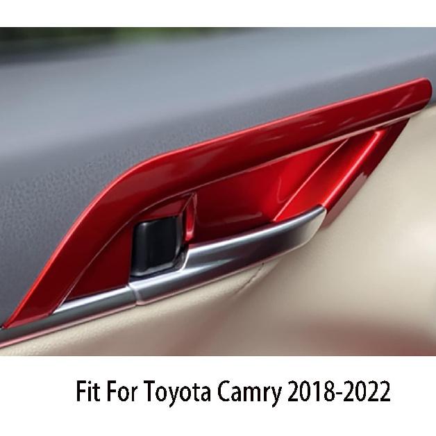 Car Accessories for Toyota Camry 2018 2019 2020 2021 2022 Inner Door Handle Decoration Cover Interior Door Bowl Frame Trim Sticker ( Red 4PCS,