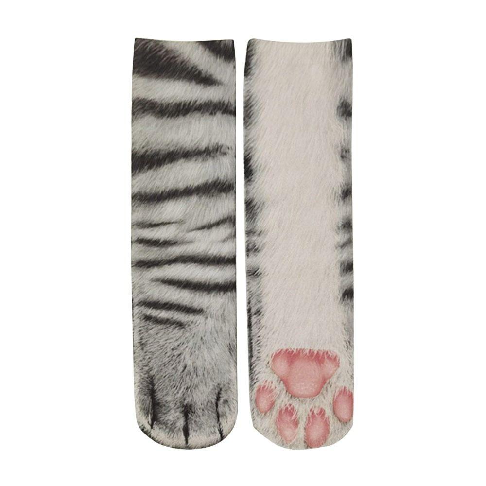 Breathable Cat Paw Socks Cotton Novelty Stocking Funny Thermal Calf Socks  Unisex