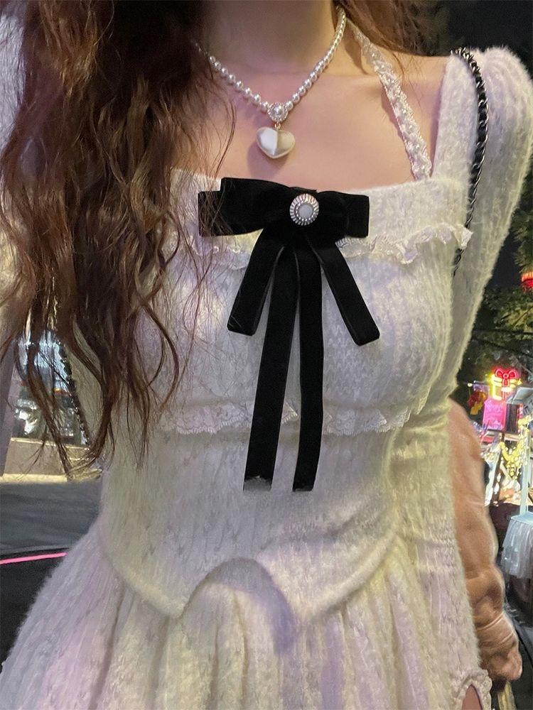 France Vintage Sweet Two Piece Set Women Patchwork Bow Elegant Party Princess Skirts Suit Female Korean Fashion Lace Slim Casual Sets 2026 New