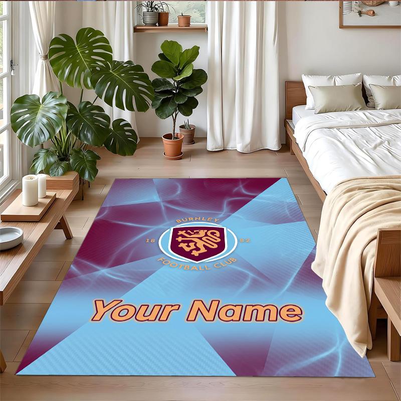 Crystal Velvet Rug Custom Name Text, Soft Non Slip Floor Mat Home DecorBurnley Football