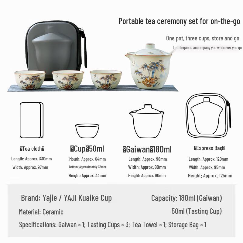 Portable Ceramic & Glass Travel Tea Set