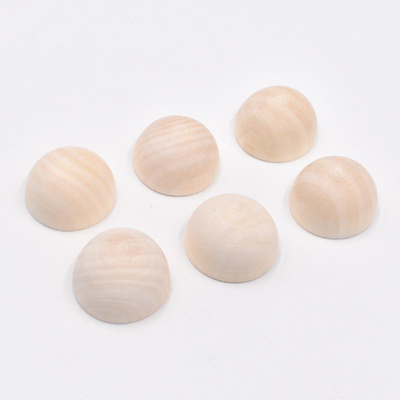 Unfinished Half Round Wooden Beads Split Natural Round Wood Balls for Crafts and Christmas Home Party Decorative