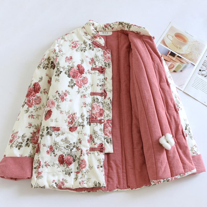 505 Handmade Cotton Floral Jacket, Autumn/Winter, Chinese Style Frog Fasteners, Ladies' All-Cotton Warm Wear