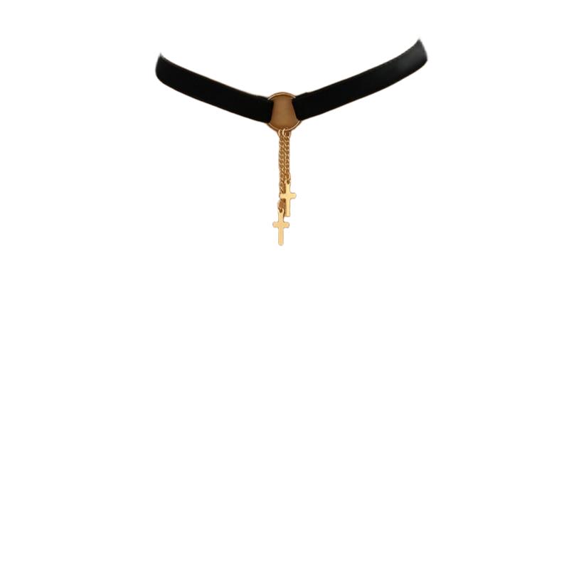 Vintage Elegant Circle Tassel Cross Choker Necklace