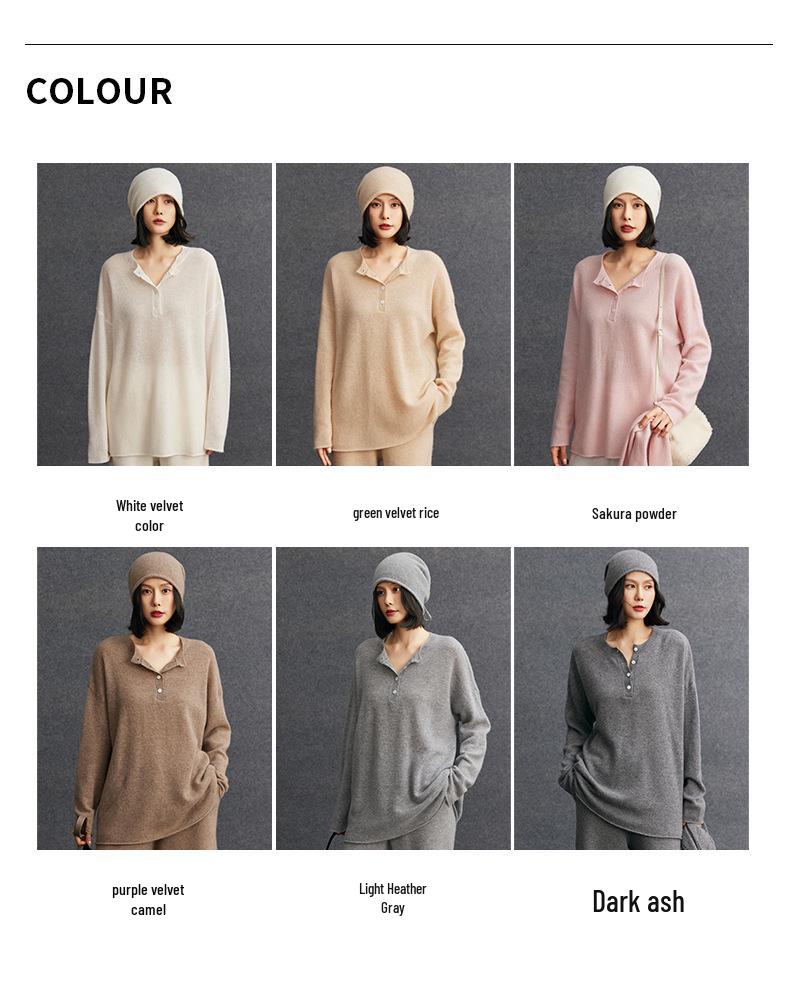 Retro Chic Knit Cashmere Polo Sweater for Women - Warm, Loose, and Stylish Autumn/Winter Wear