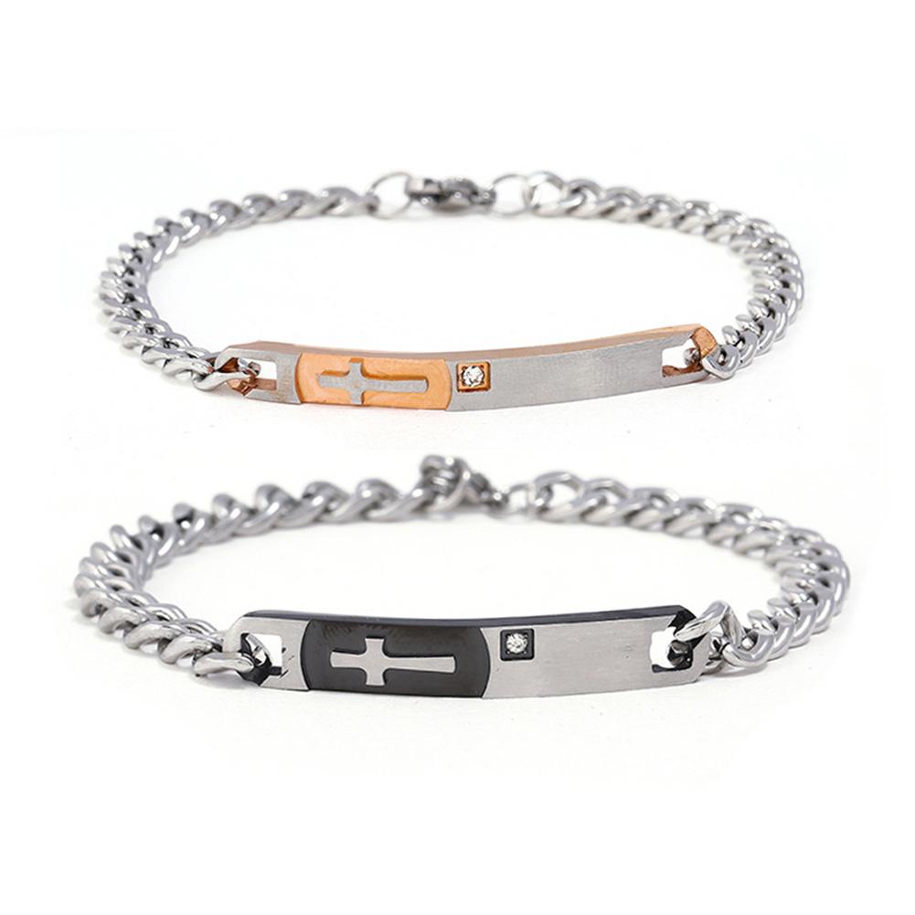 Men / Women Fashion Concise Metal Chains Cross Pattern Bracelet Cool Lovers Hand Chains