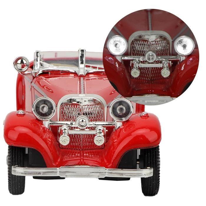 VGEBY Modèle De Voiture Vintage Child Kid High Simulation Sound Light Pull Back Car Toy Véhicule En Alliage (Rouge)