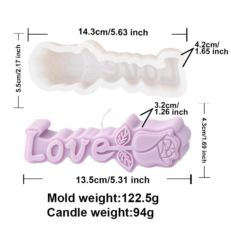 DIY Rose Heart Candle Molds 2D Love Slogan Aromath Soap Resin Mold Chocolate Cake Baking Tool Valentine's Day Decoration Gifts