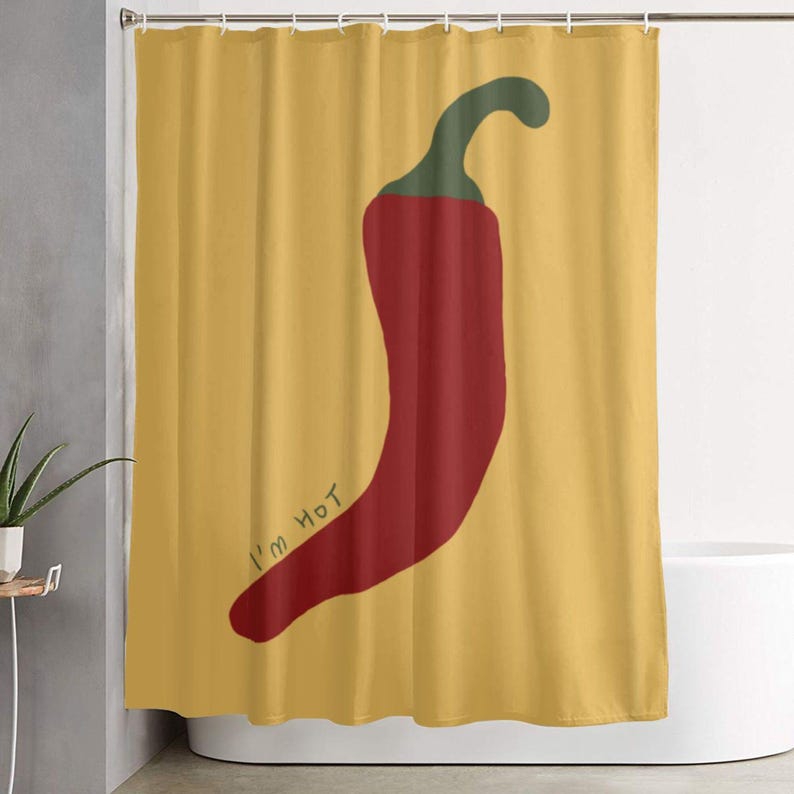 I'M Hot" Chilli Art Print Funny Shower Curtain - Cute Bath Decor & Christmas Gift Idea