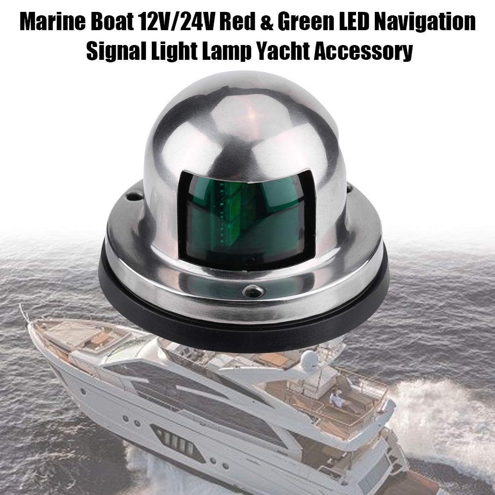 Akozon Navigation Light Marine Boat /24V Stainless Steel Red & Green LED Navigation Signal Light Lamp Yacht Accessories