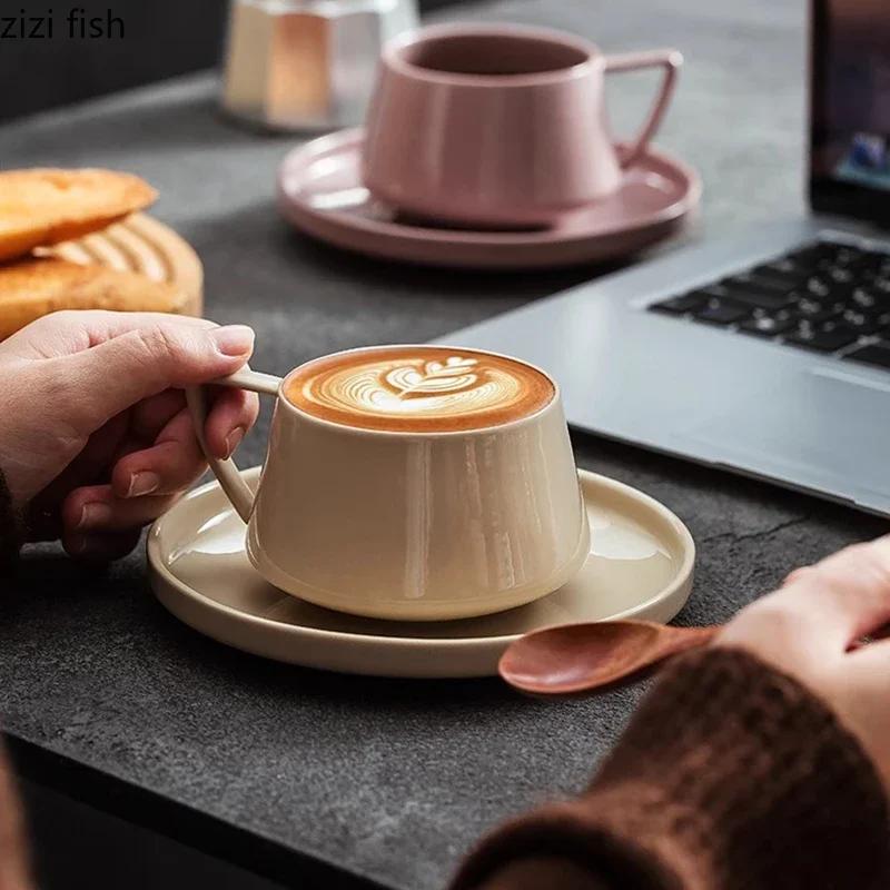 Retro Ceramic Mug Coffee Cup Latte Cup Tea Mug Milk Mug Creative Coffee Cup and Dish Set Household 220ml Water Cups Oat Cups
