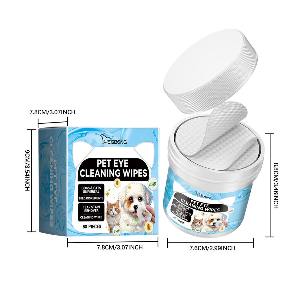 Yegbong Hypoallergenic Eye Wipes for Dog & Cats, Plant-Based Tear Stain Remover for Discharge, Crust, Allergies, Itching, Unscented