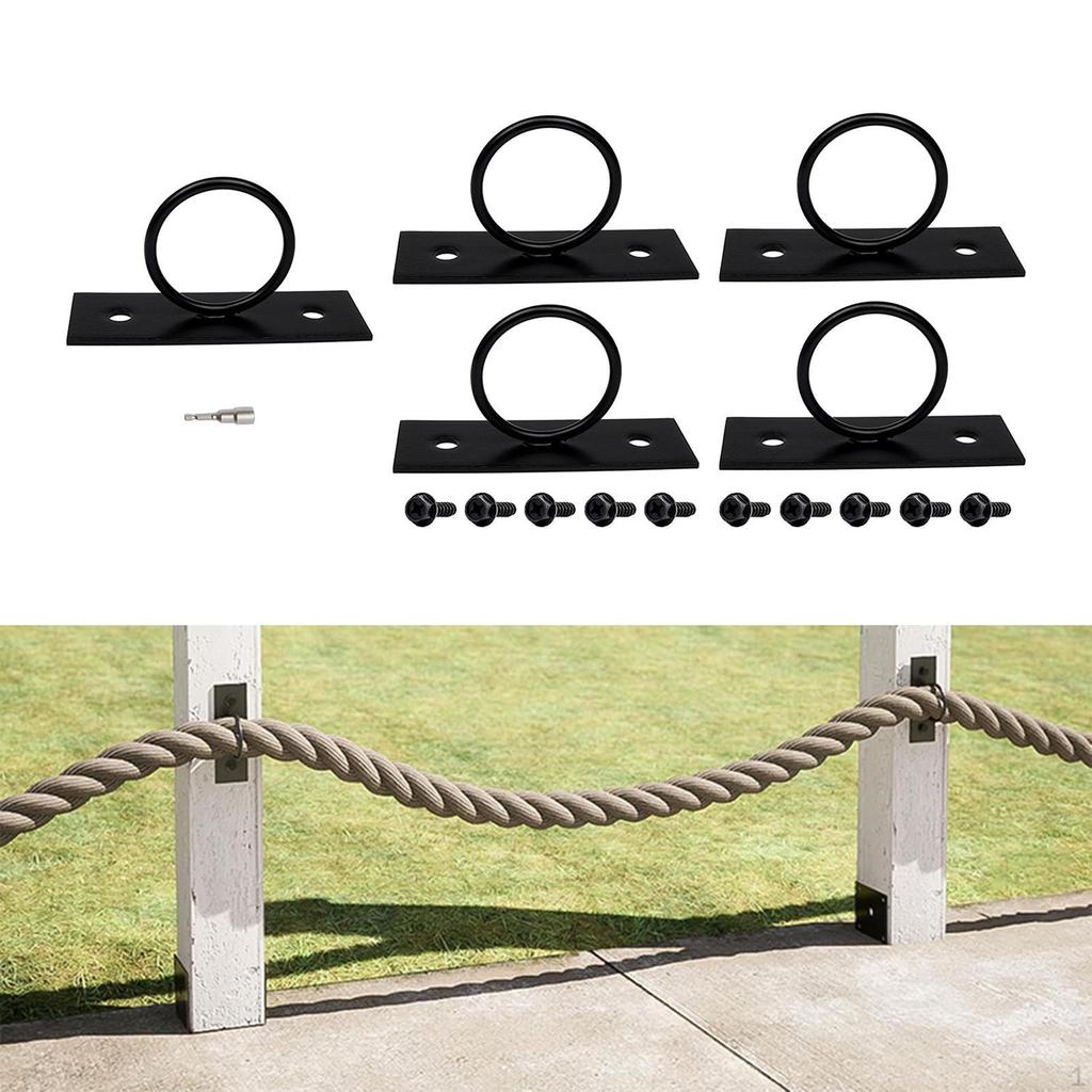 5Pcs Decorative Rope Holders Wall Mount Hanger Easy to Install, 2" Ring Supports, Drop