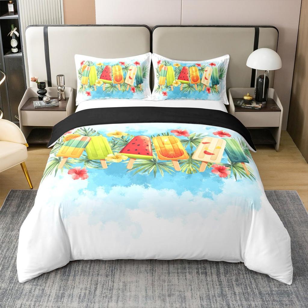 Tropical Single Bed Duvet Cover Queen Size Summer Hawaiian Kids Bedding Set For Boys Girls Surfboard Floral Quilt Cover 3 Pics