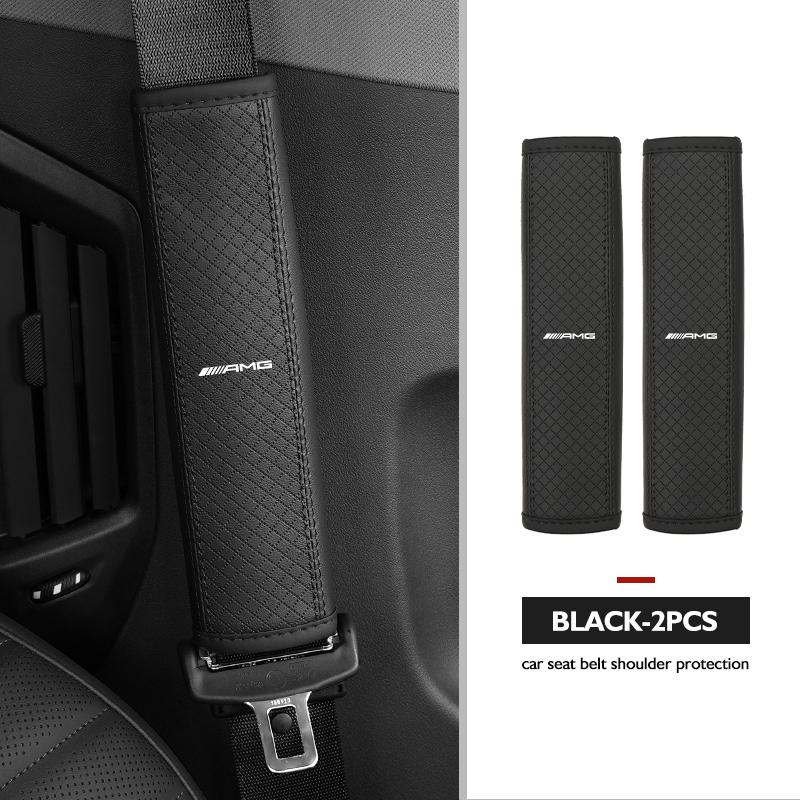 CSF1   Leather Car Seat Belt Cover Shoulder Protection Strap Pad For Mercedes Benz AMG W202 W212 W213 W220 W221 W222 C180 C200 C260