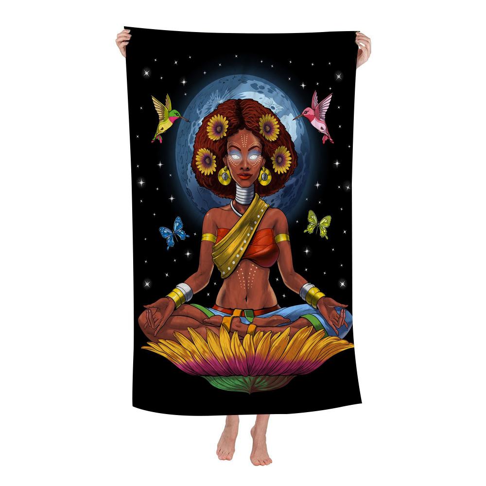 Statua Buddha Indiana Meditazione Chakra Microfibra Asciugamano da Spiaggia Assorbente Asciugatura Rapida Yoga Nuoto Resort Arrampicata su Montagna Asciugamano