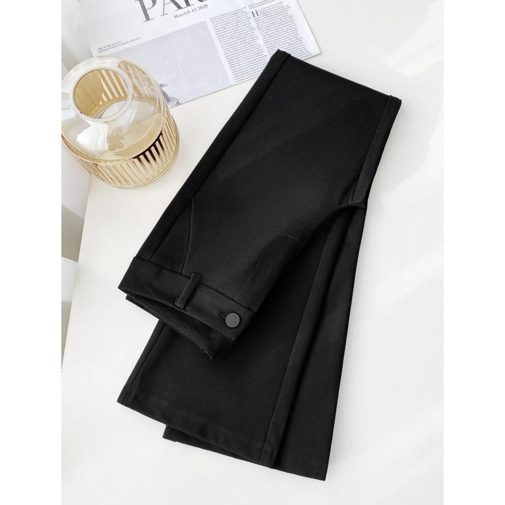 Women's Black High-Waisted Micro-Flare Bell-Bottom Pants – Slimming, Petite Friendly, Perfect for Spring and Autumn