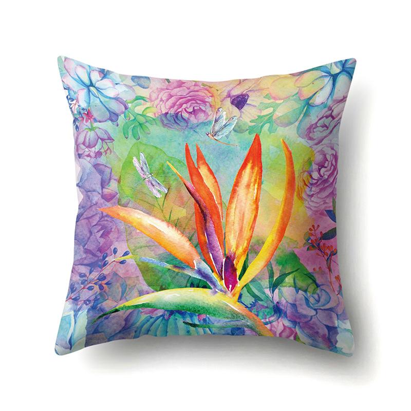Polyester Pillowcase Plant Fresh Car Decoration Home Printed Pillowcase Sofa Cushion Cover