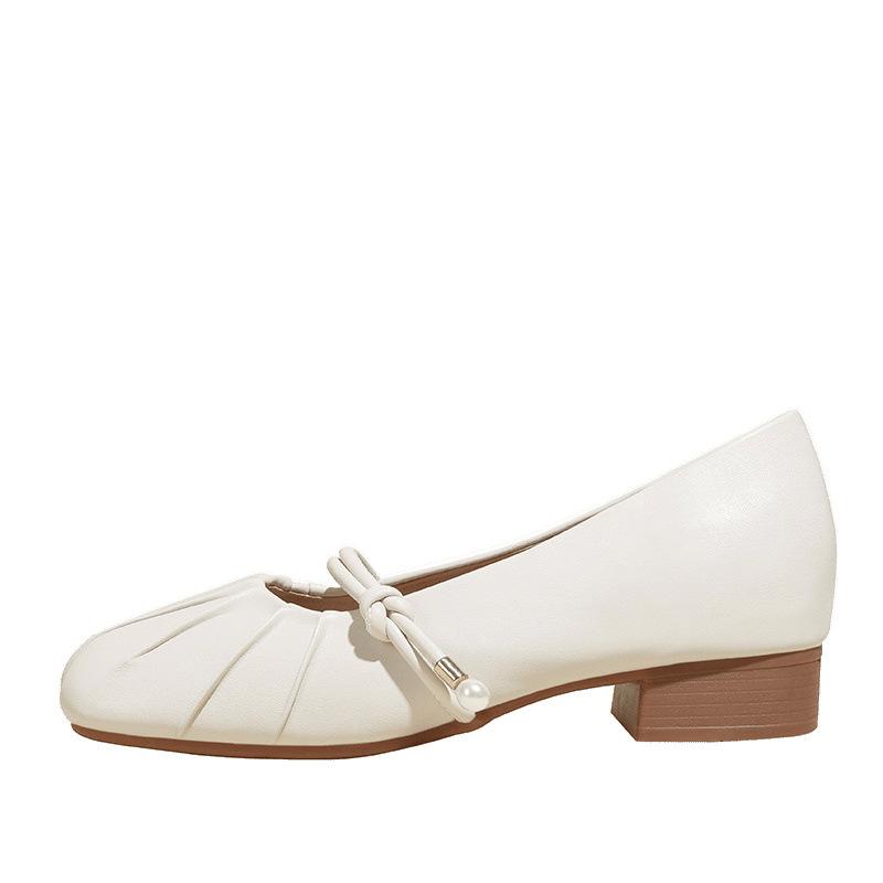 Mary Jane shoes square head with new thick heel single shoes women's small inner height increase with skirt fairy shoes