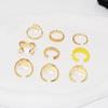 9pcs Gold-color Ring Set Women Fashion Trend Wind Open Finger Ring Yellow Department Zinc Alloy Jewelry