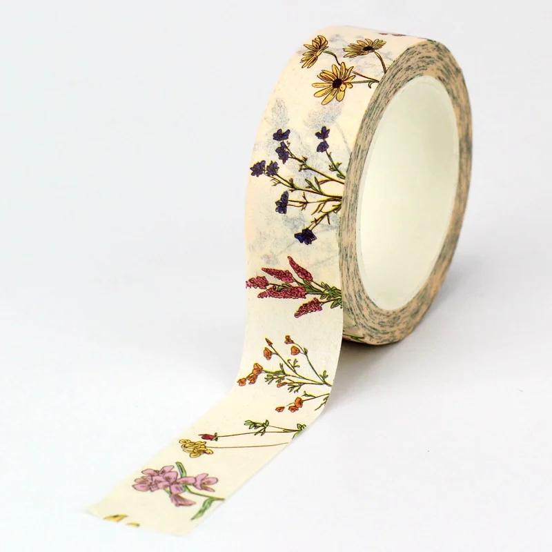 NEW 1X 10M Decor Flower Leaves Japanese Paper Cinta Washi Tape Set for Scrapbooking Masking Tape Cute Journal Kawaii Papelaria