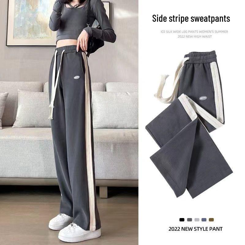 

Women s Grey High-Waisted Slimming Loose Sports Trousers - Black Versatile Wide-Leg Casual Pants 2XL 128-142 lbs