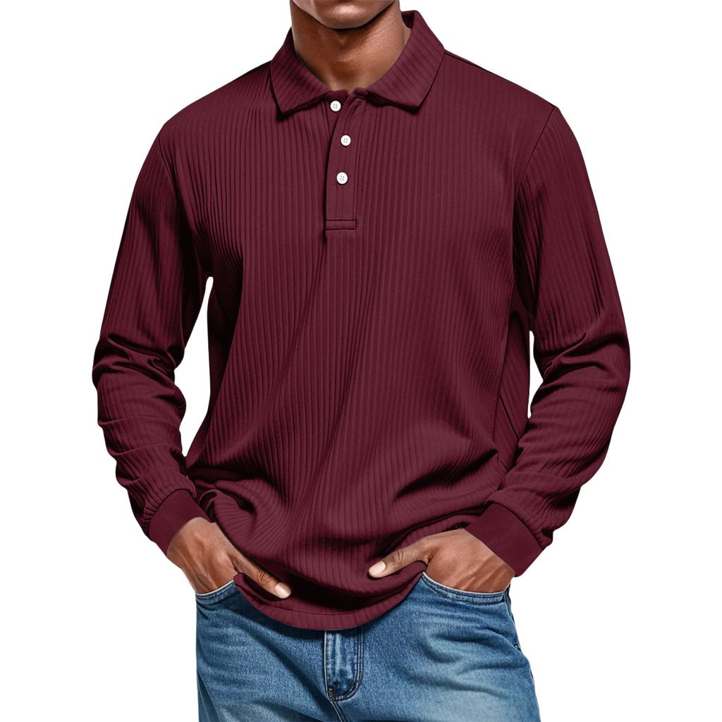 Men's Casual Color Loose Shirt Long-sleeved Top