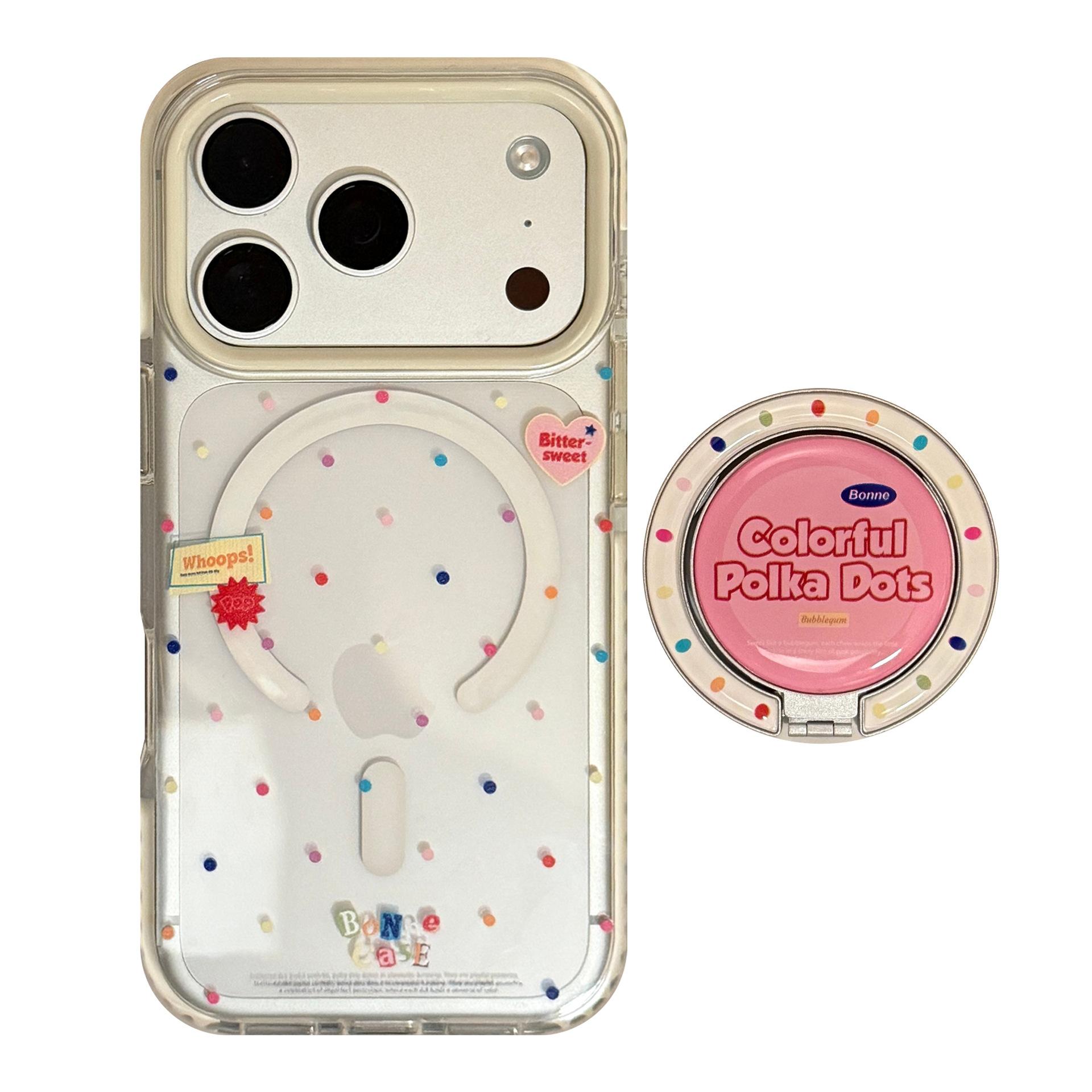 

Colorful Polka Dot Stand Phone Case for iPhone 16, iPhone 17, iPhone 17 Pro Max iPhone 17 Pro Max