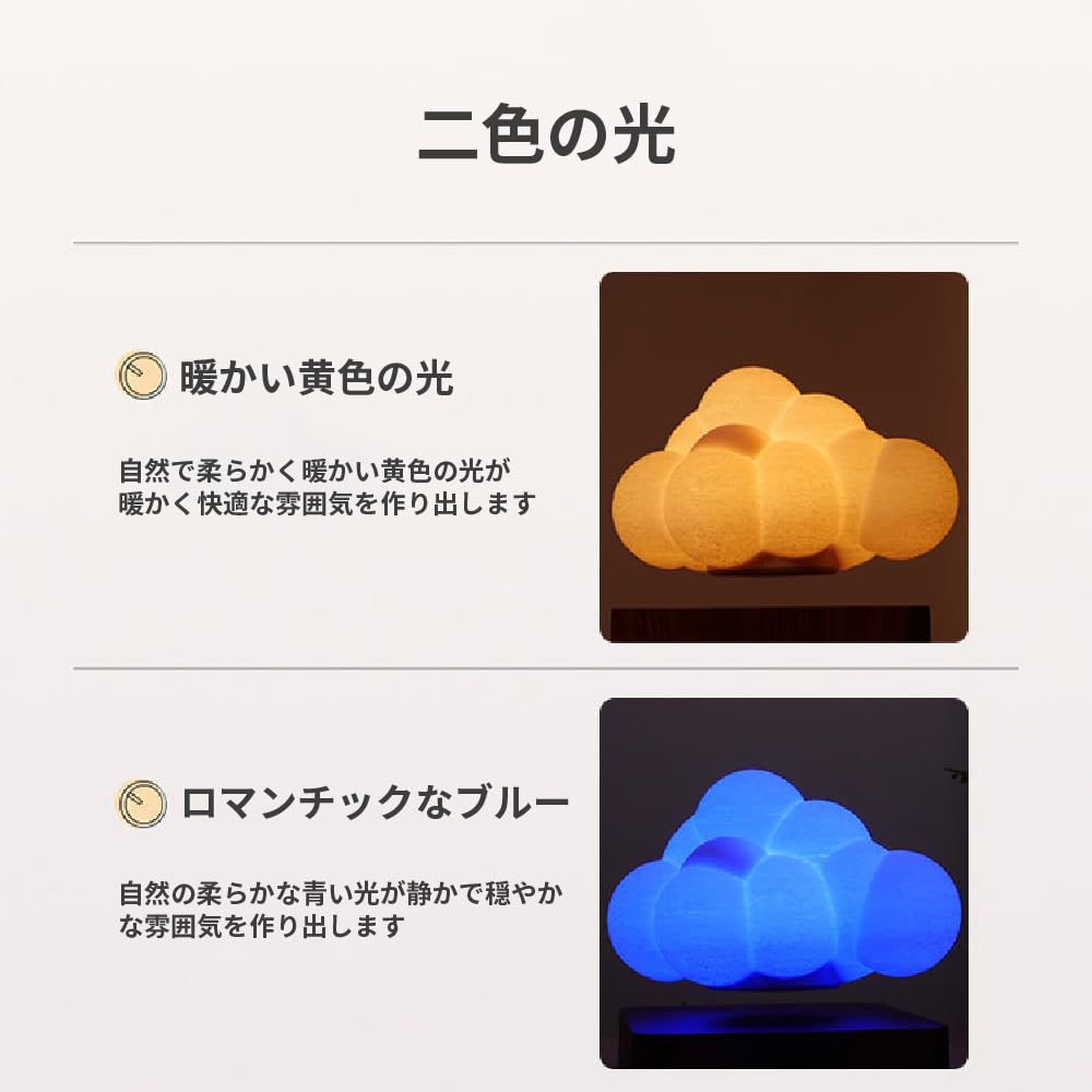 Gloture Floating Lamp, LED Lighting, 3D Printed, Beautiful Moon Cloud Shape, Stable, Floating, Mid-Air, Touch-Activated, Stylish Design, Bedside