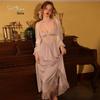 Elegant Satin & Lace Deep V Backless Nightgown and Robe Set J3343