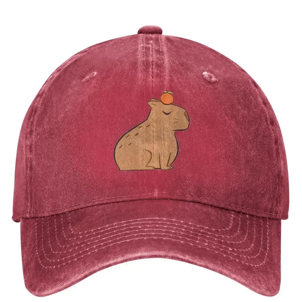 Bee And Capybara Washed Baseball Cap Bee Cappy Casual Trucker Hat Summer Couple Women Outdoor Sun Sunscreen Baseball Caps