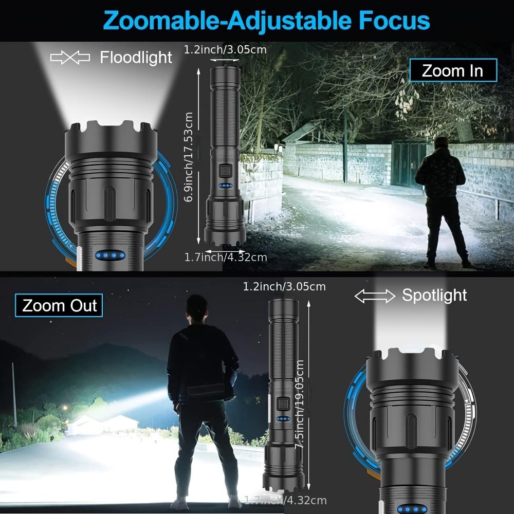 Ultra Bright Magnetic Rechargeable LED Flashlight with Adjustable Beam and COB Work Light Suitable for Emergency Situations and Outdoor Activities