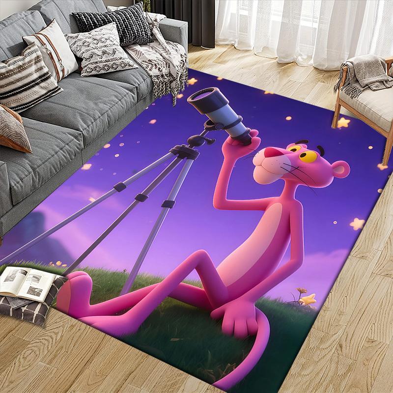 Tappeto Quadrato con Fantasia Flanella Pantera Rosa, Tappeto da Area, Tappeto per Soggiorno Camera da Letto Divano Stanza dei Giochi Decorazione, Tappetino Antiscivolo