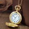 Luxury Gold Flower Quartz Pocket Watch Double-sided Printing Fashion Design Pendant Fob Watch Chain Gifts for Men