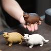 Ceramic Handicraft Artificial Animal Sculpture Cat English Shorthair Decorative Figurines Home Decoration Accessories