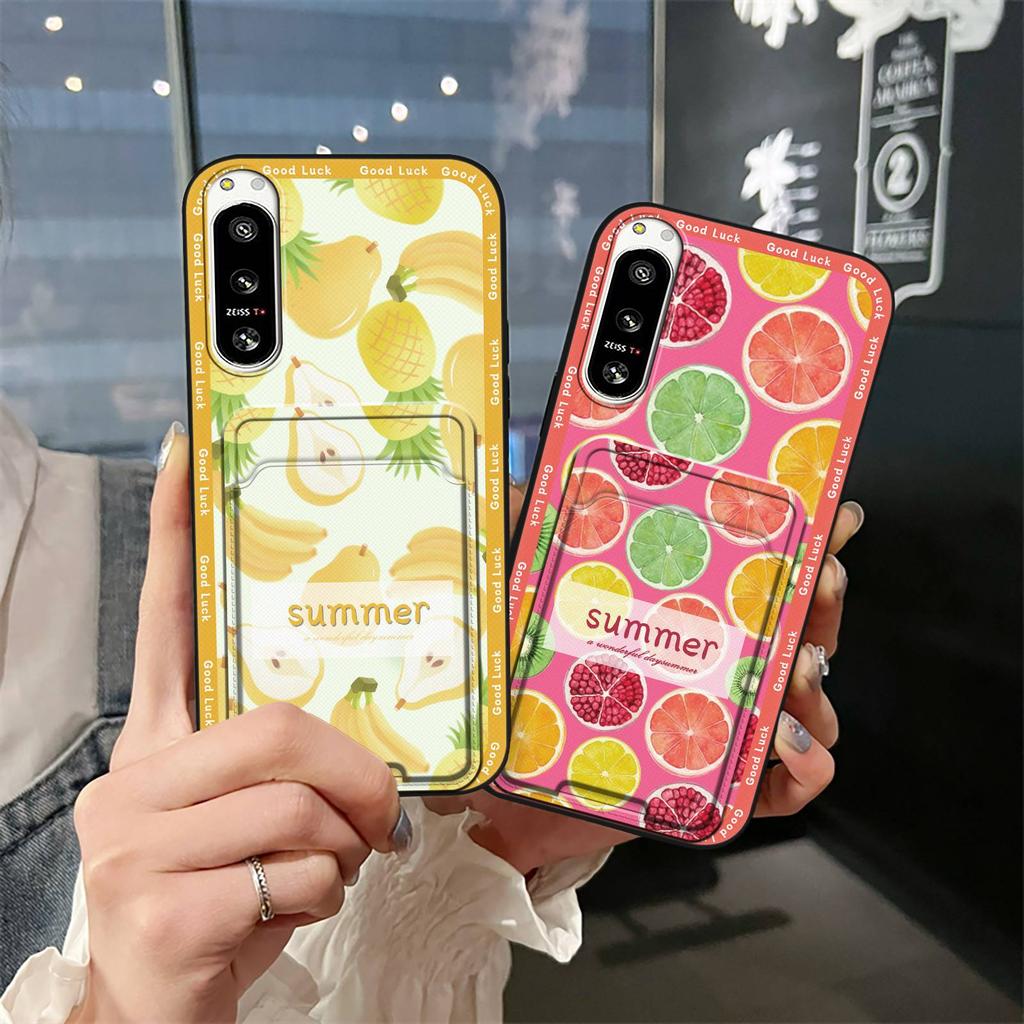 Anti-dust protective Phone Case For Sony Xperia5 IV Full wrap Back Cover Card slot Silicone Graffiti Durable Card bag