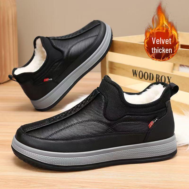 Men's Winter Fleece-Lined Waterproof Slip-On Cotton Boots | Non-Slip and Warm