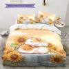 Watercolor Sunflower Pattern Bedding Quilt Set  Home Decoration  Gift (1 * duvet cover + 2 * pillowcase  without core)