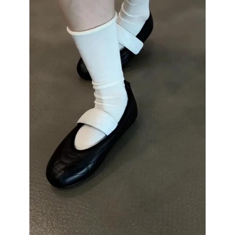 Fashion Spring and Autumn 2025 Round Toe One Word Mary Jane Casual Flat Shoes Women's Singles