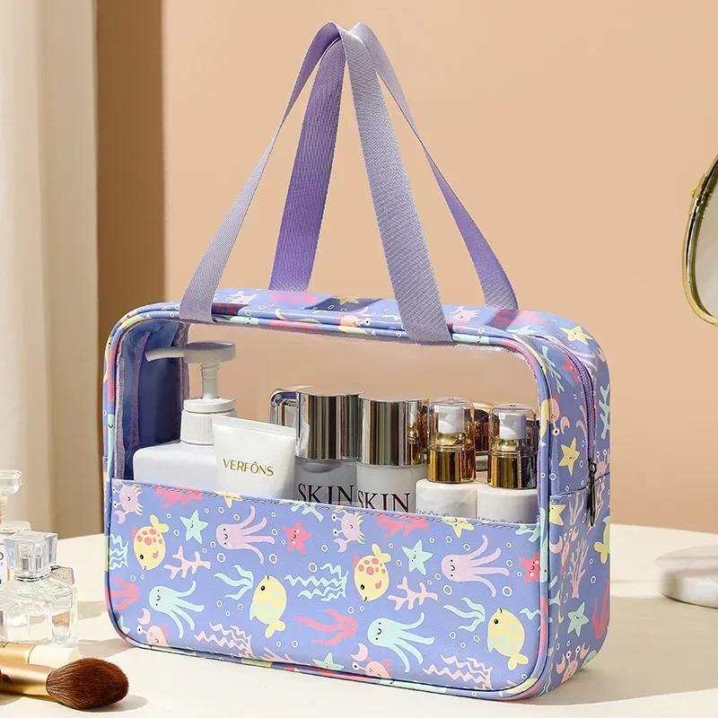 Women's Makeup Bag Waterproof Transparent Pouch Large Capacity Bath Bag Travel Essential Cosmetics Organizer Toilet Storage Bag
