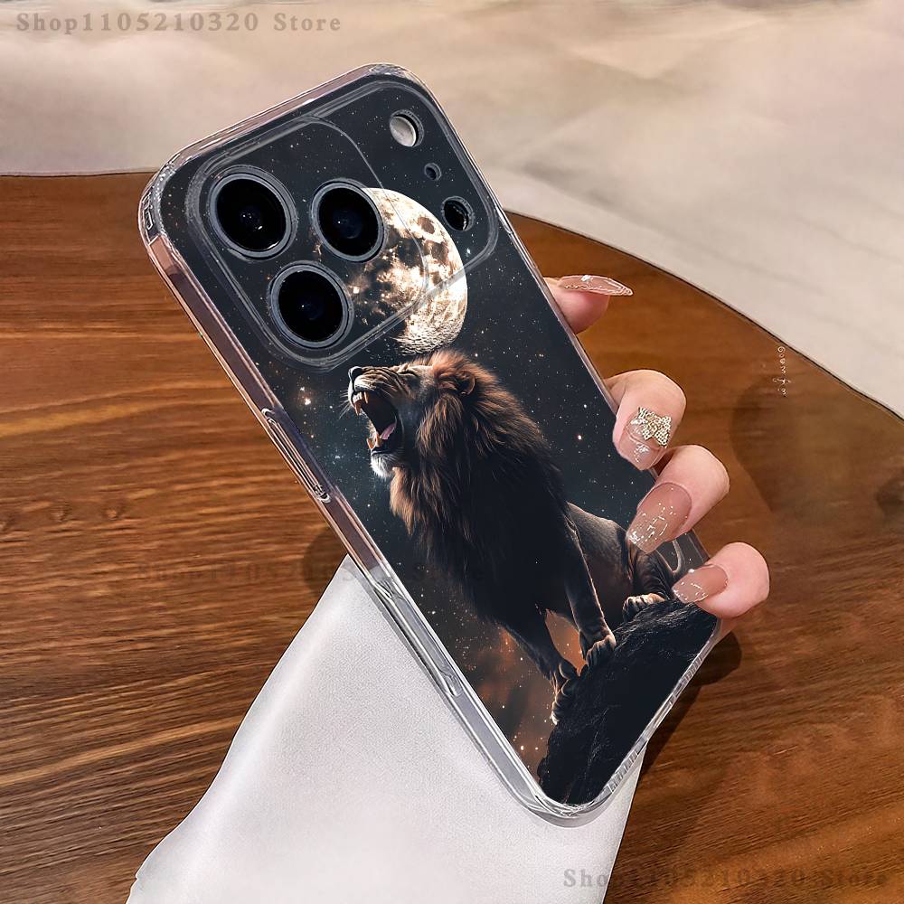 

Animal domineering lion Phone Case iPhone17 16 15 14 13 12 11 Pro Max Plus Mini Clear Full Back Cover Silicone Soft Shell iPhone13mini