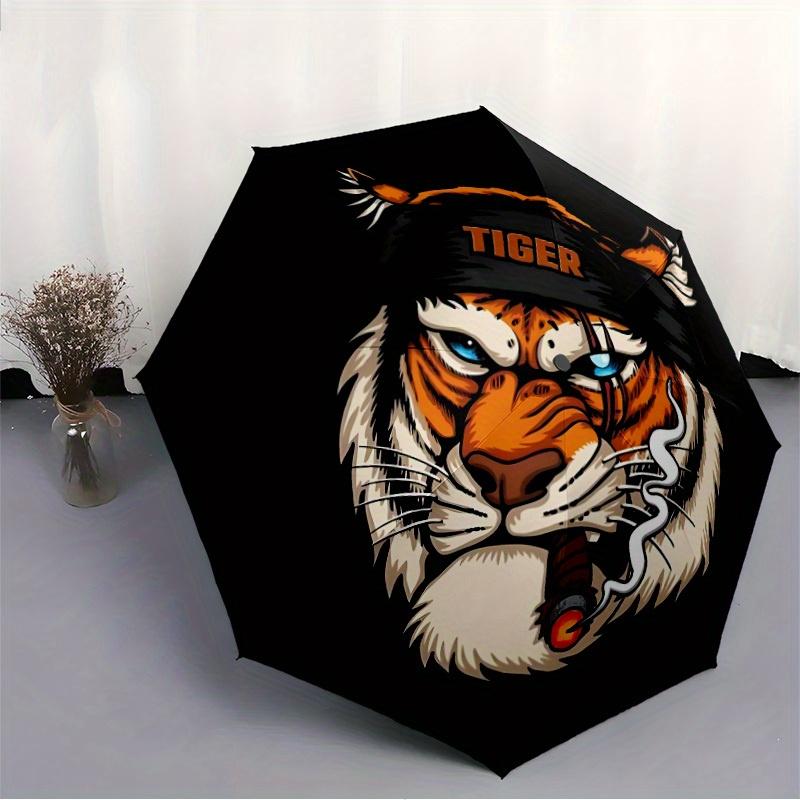 1pc Tiger Smoke Automatic Umbrella High Quality Canopy, Portable Folding Umbrella with, Ideal Gift for - Travel, Everyday, Formal Events, Stylish Acce