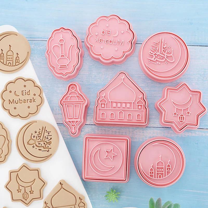 6/8pcs Cookie Cutter Eid Mubarak Biscuit Mold DIY Baking Tool Islamic Muslim Party Decoration Supplie Baking Kitchen Accessories